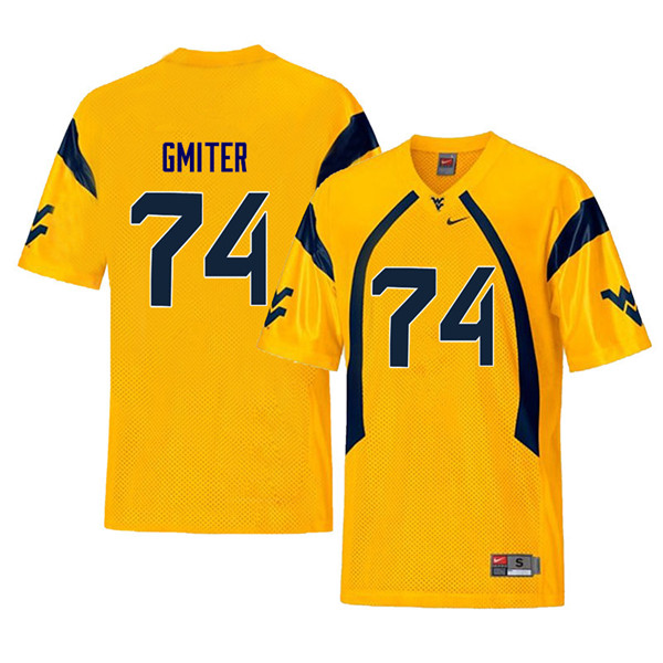 NCAA Men's James Gmiter West Virginia Mountaineers Yellow #74 Nike Stitched Football College Throwback Authentic Jersey VZ23D77NO